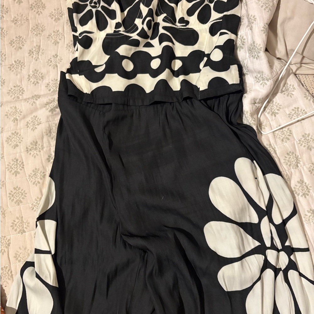 Elegant Black and White Floral Dress